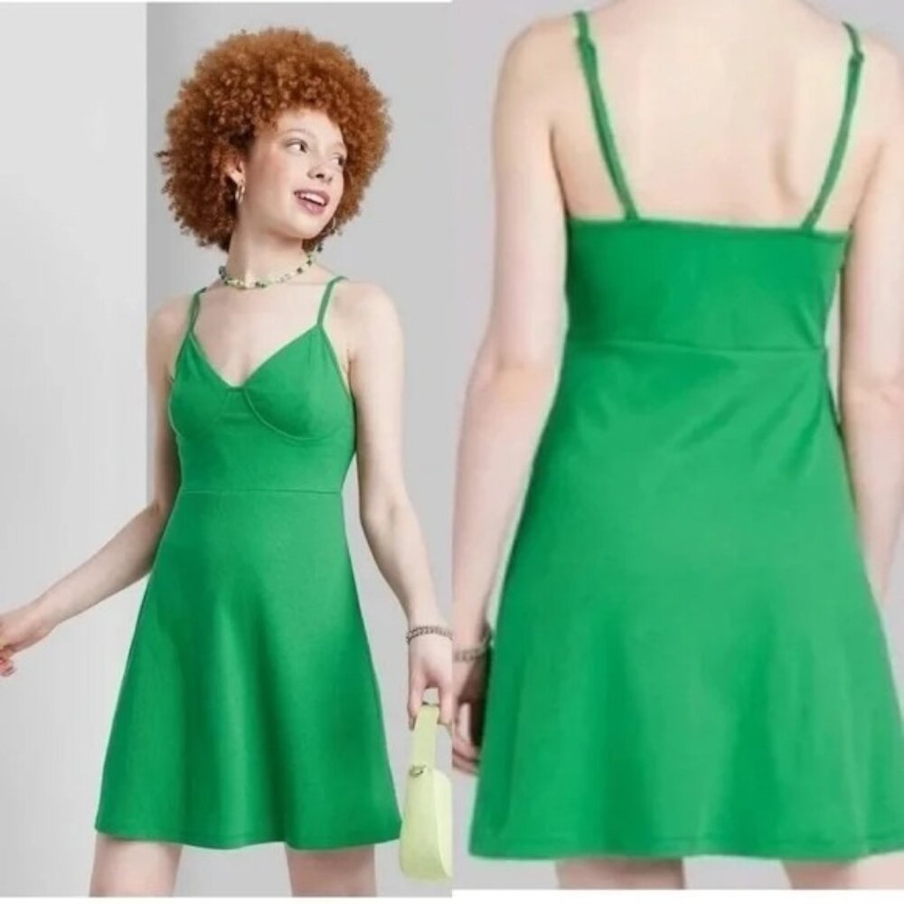 NEW Wild Fable Women's Mini Knit Skater Dress - Green